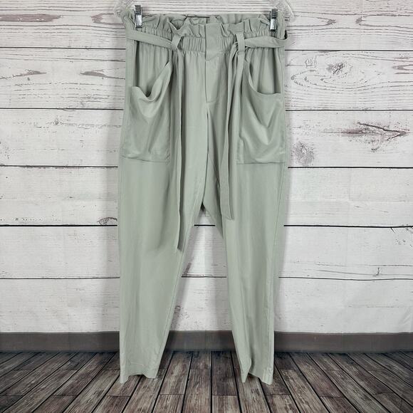 Athleta Pants Womens 8 Gray Skyline Pants Paper Bag Waist Belted Joggers Pull on - Picture 1 of 16